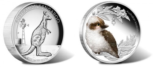 Australian Kangaroo Silver Proof High Relief Coin and Bush Baby Kookaburra Silver Coin Australian Kangaroo Silver Proof High Relief Coin and Bush Baby Kookaburra Silver Coin